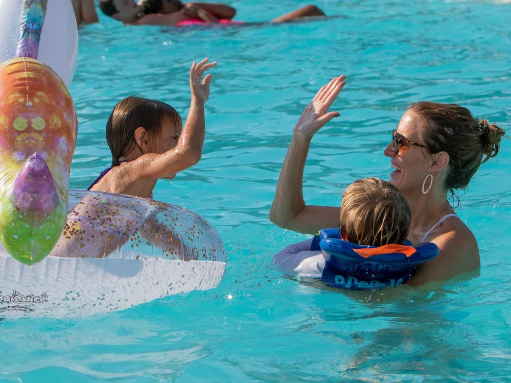 Members in the pool at Reunion